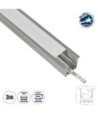 GLOBOSTAR® ALP-LINEAR RECESSA 61787-3M Χωνευτό Προφίλ Αλουμινίου με Λευκό Γαλακτερό Πατητό Κάλυμμα για Ταινίες LED IP20 - Γκρι Ανθρακί Ματ - Μ300 x Π3.5 x Υ4cm